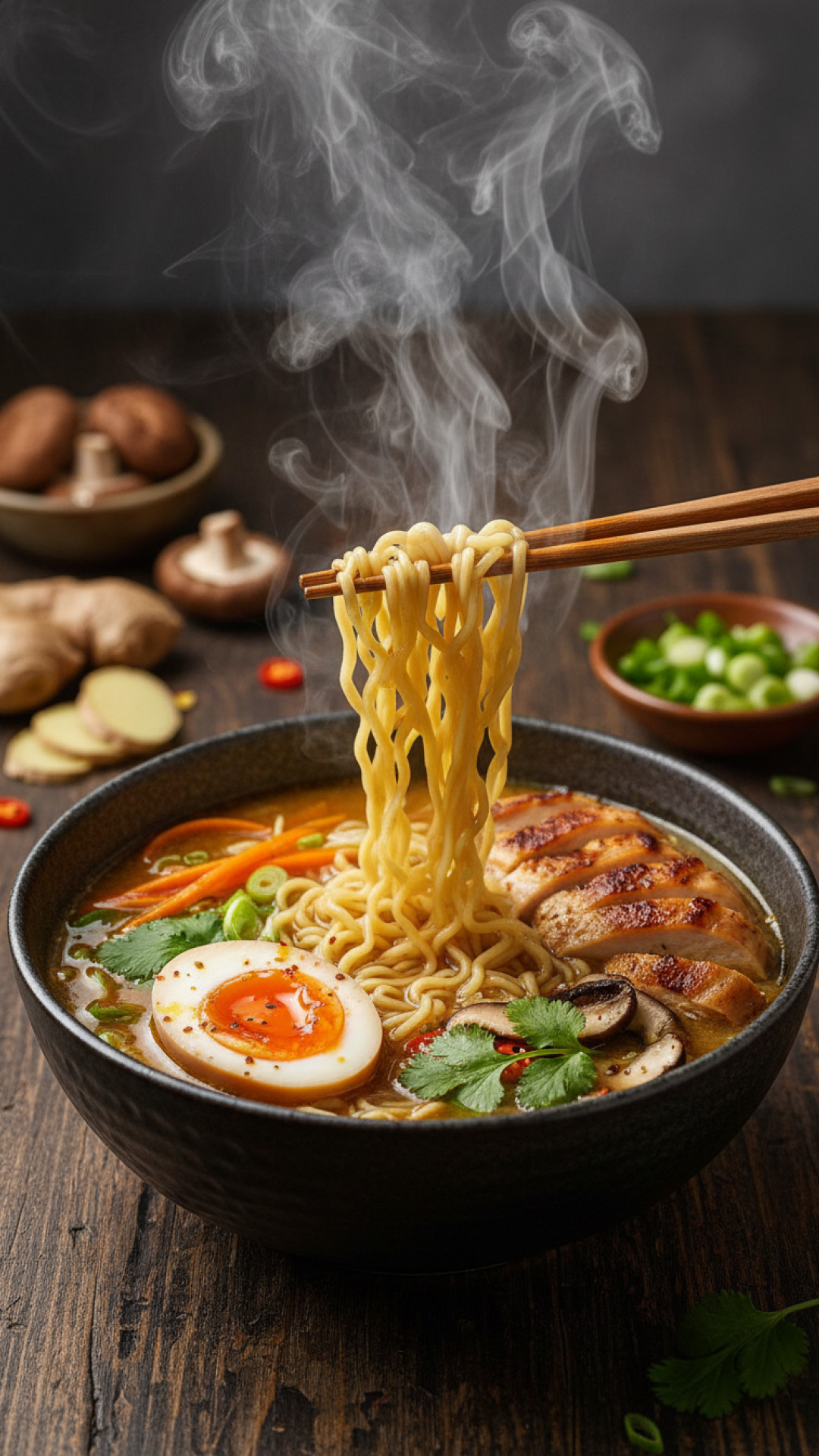 Authentische Shoyu Ramen Suppe Preparation