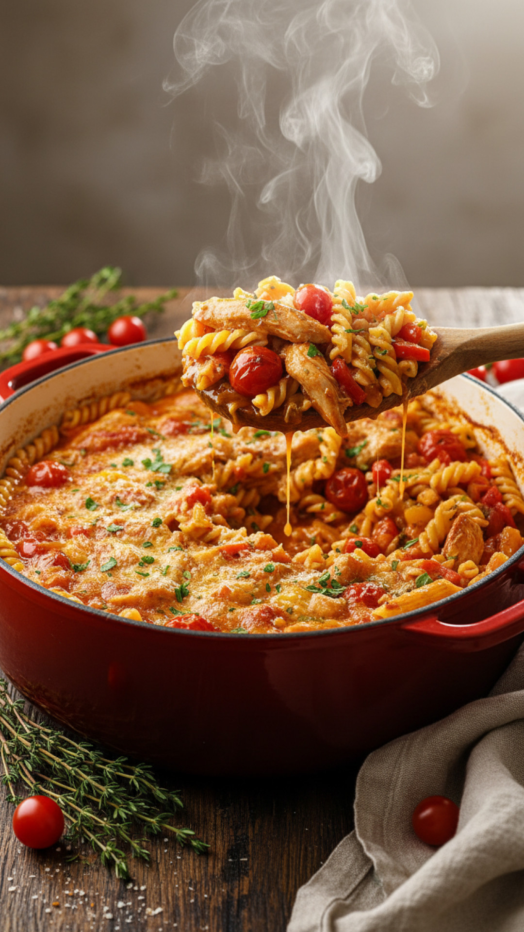 Cremige One-Pot Linsen-Pasta Preparation