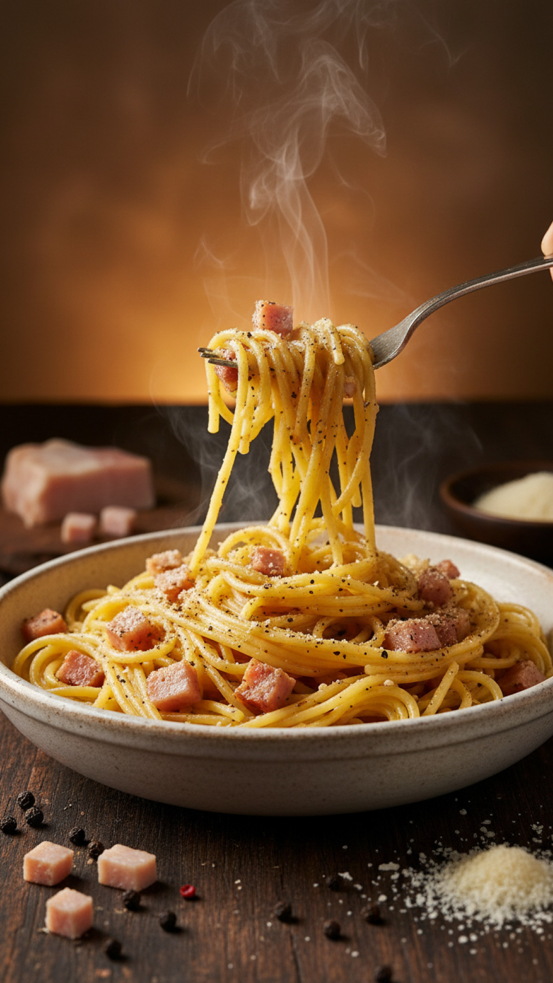 Echte Italienische Pasta Carbonara Preparation