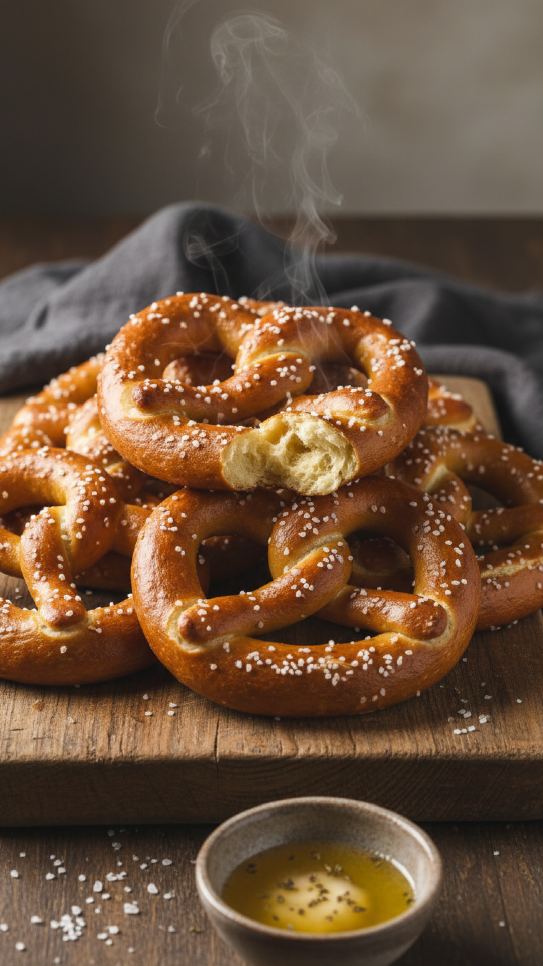 Hausgemachte bayerische Laugenbrezeln Preparation