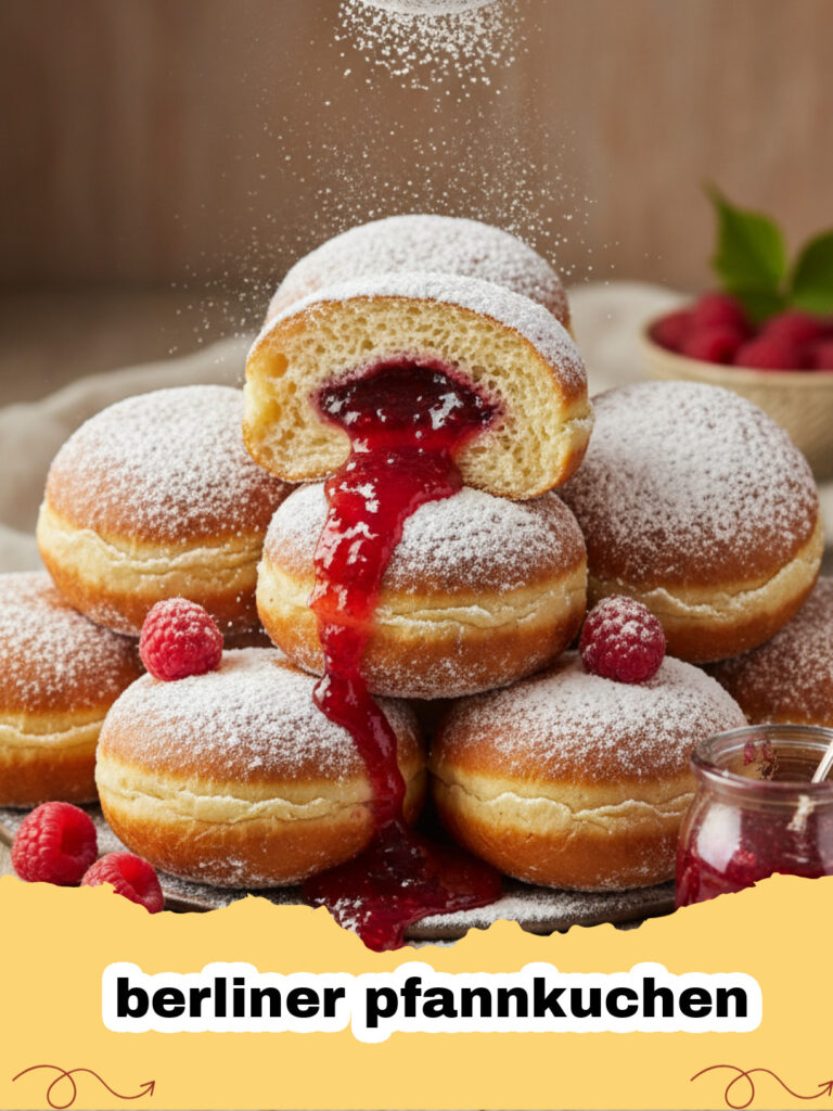 berliner pfannkuchen - Frisch frittierte Berliner Pfannkuchen mit Puderzucker bestreut