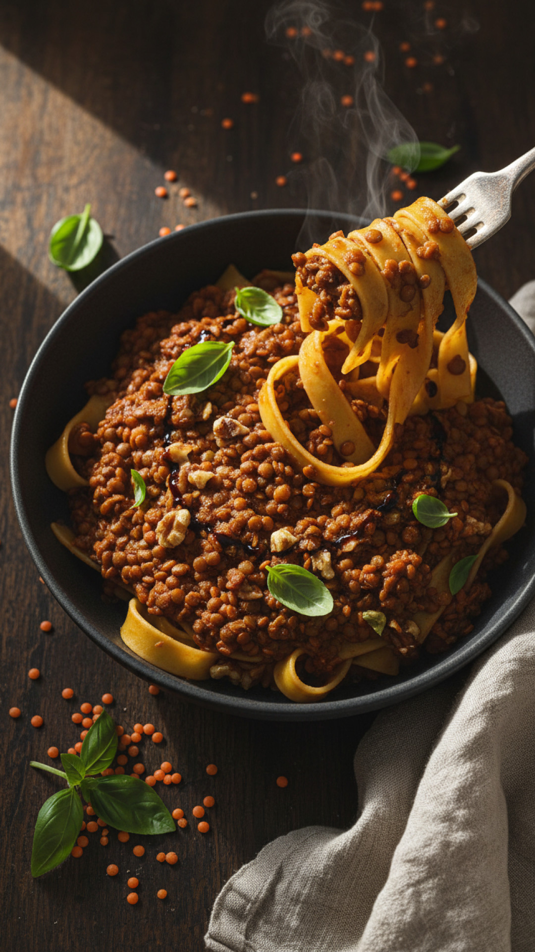 Herzhaftes Lentil Bolognese Recipe Preparation