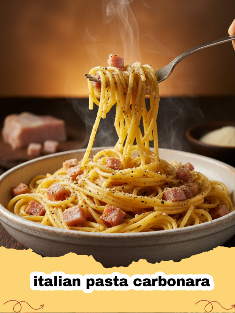 italian pasta carbonara - Authentische italienische Pasta Carbonara mit cremiger Eiersauce und knusprigem Guanciale