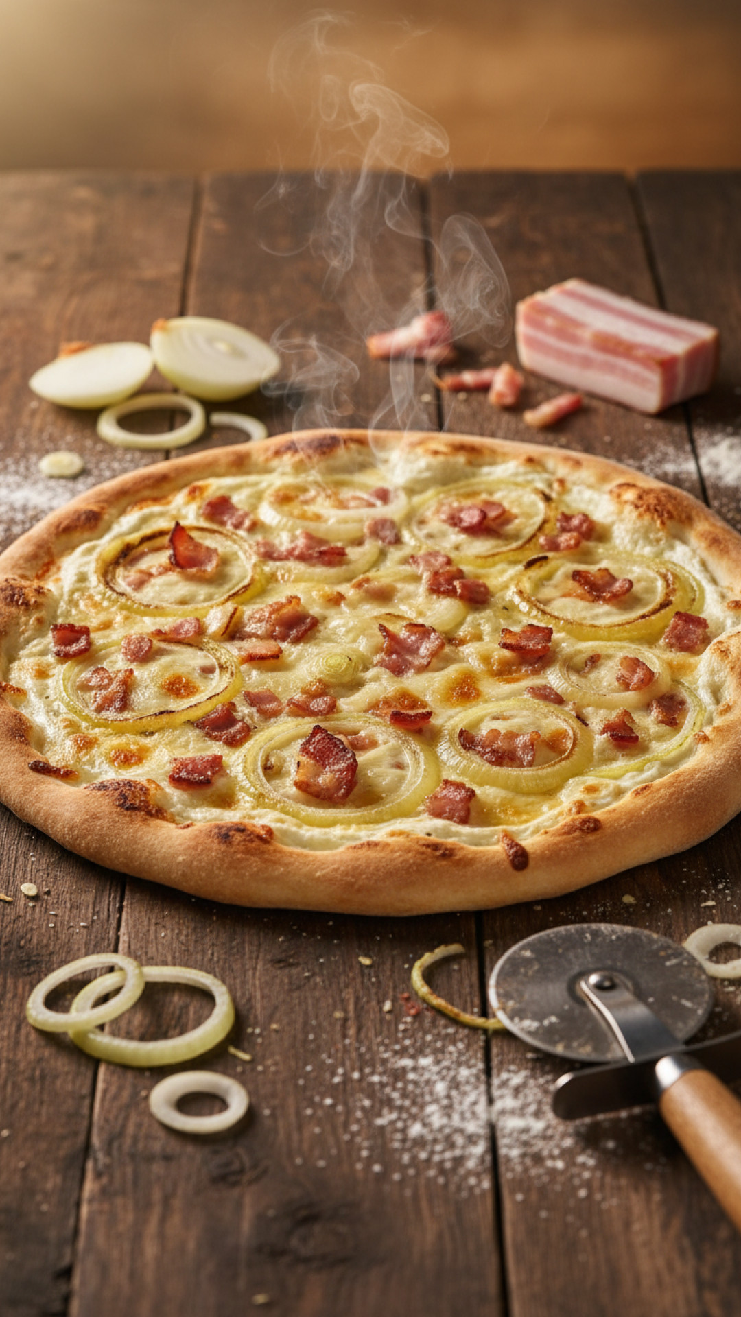 Klassischer Flammkuchen Teig ohne Hefe Preparation