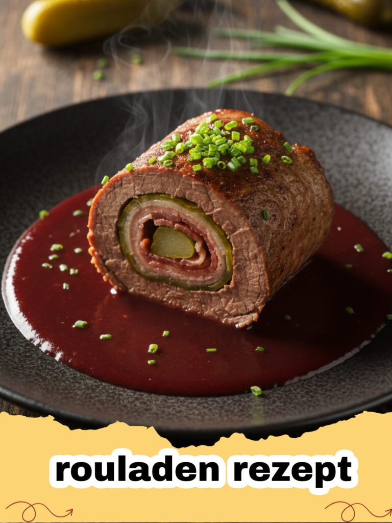 rouladen rezept - Klassische Rinderrouladen mit Sauce auf einem Teller serviert