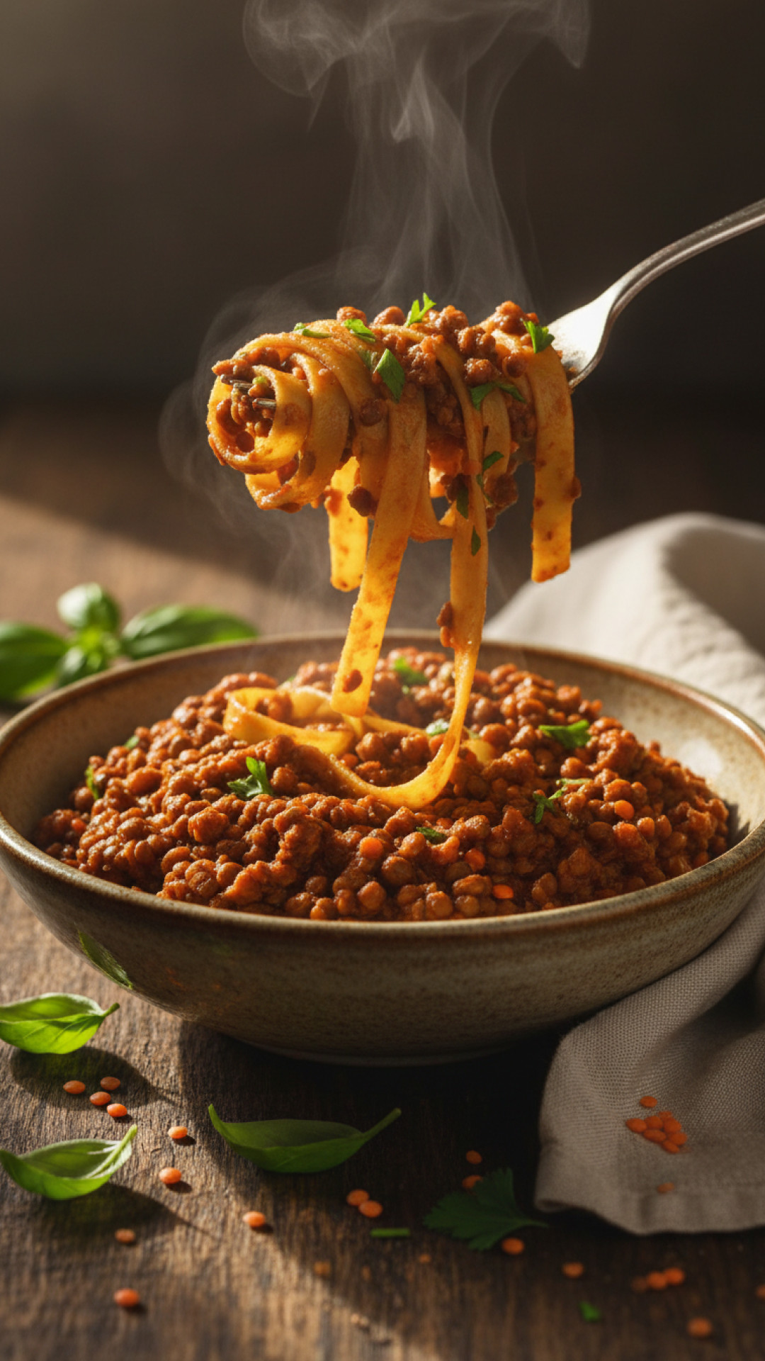 Vegane Linsenbolognese Preparation