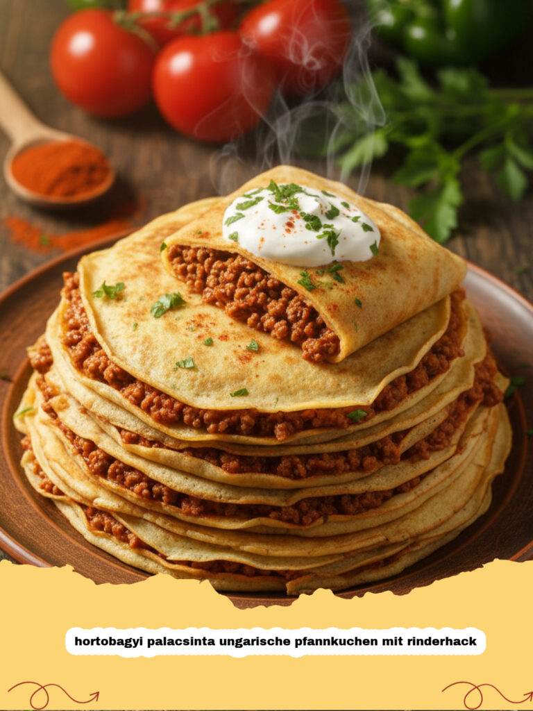 hortobagyi palacsinta ungarische pfannkuchen mit rinderhack - Hortobagyi Palacsinta ungarische Pfannkuchen mit Rinderhack in cremiger Sauce