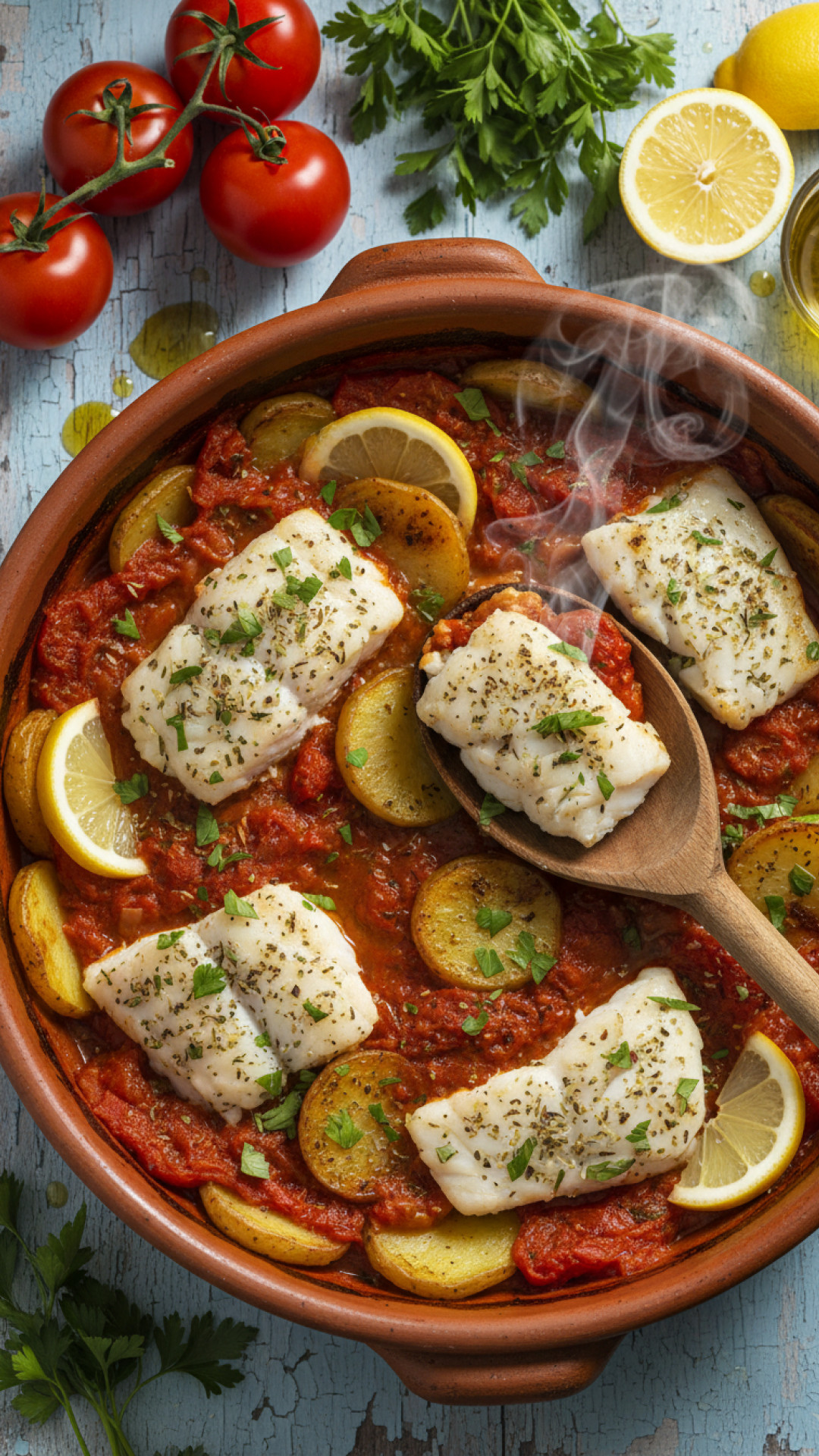 Authentisches Griechisches Psari Plaki Preparation