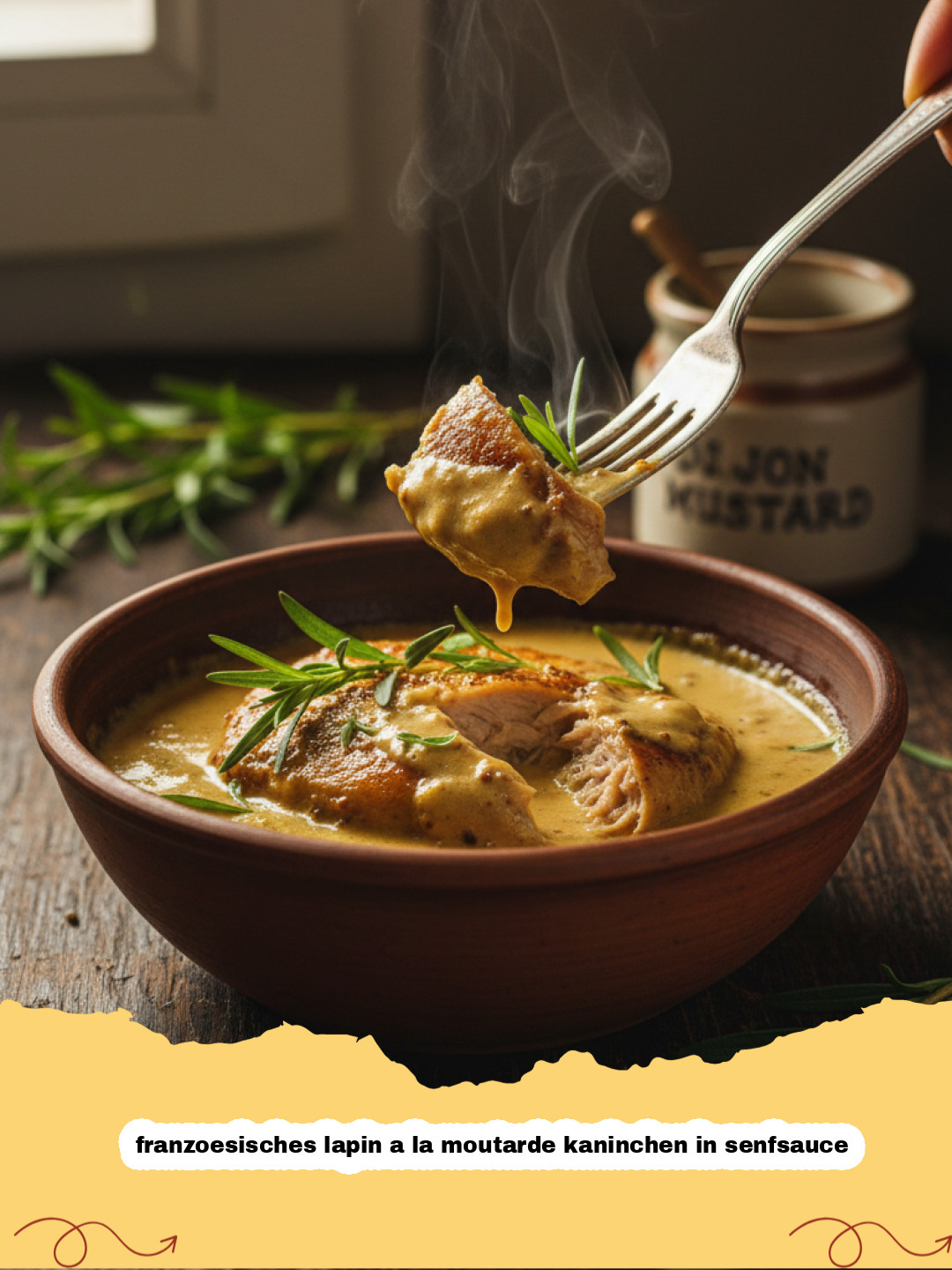 Das Geheimnis für authentisches französisches Lapin à la Moutarde Kaninchen in Senfsauce