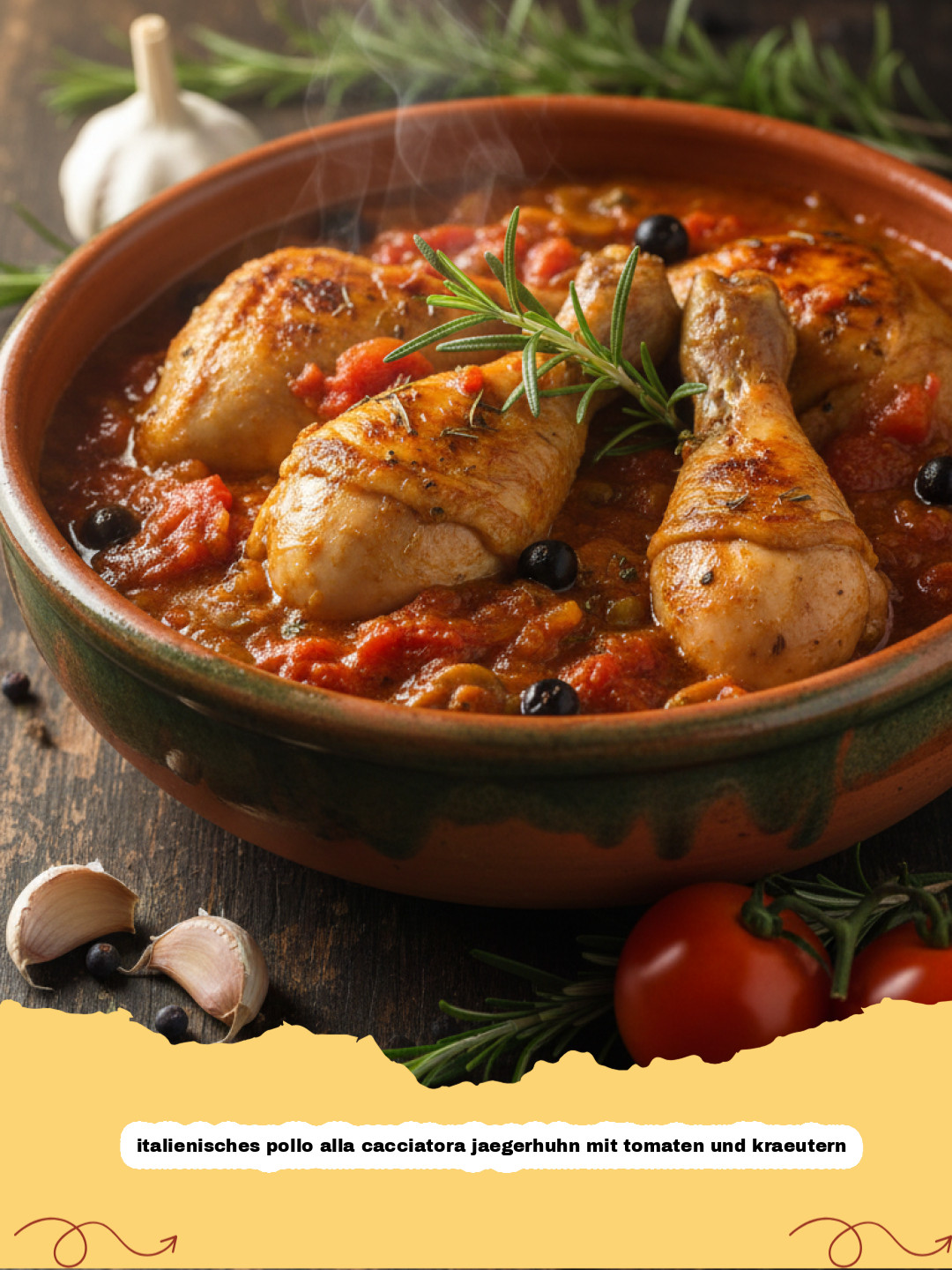 Italienisches Pollo alla Cacciatora: Das ultimative Jägerhuhn mit Tomaten und Kräutern