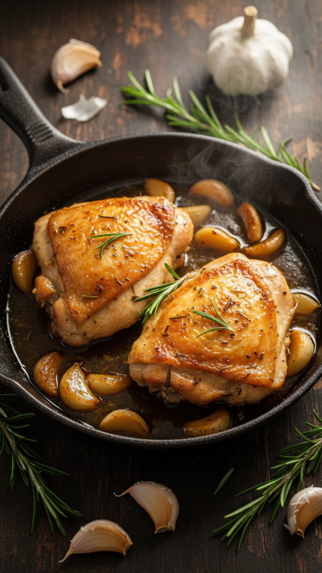 Authentisches Spanisches Pollo al Ajillo Knoblauch Hähnchen Preparation