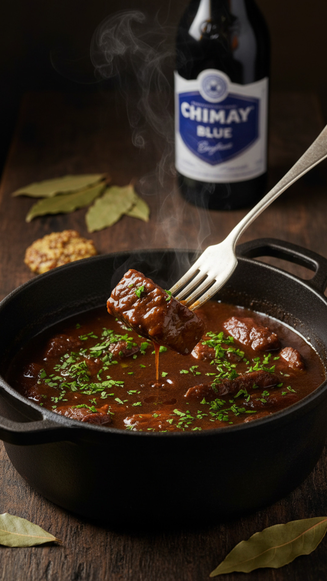 Belgische Carbonnade Flamande vom Rind mit dunklem Bier Preparation