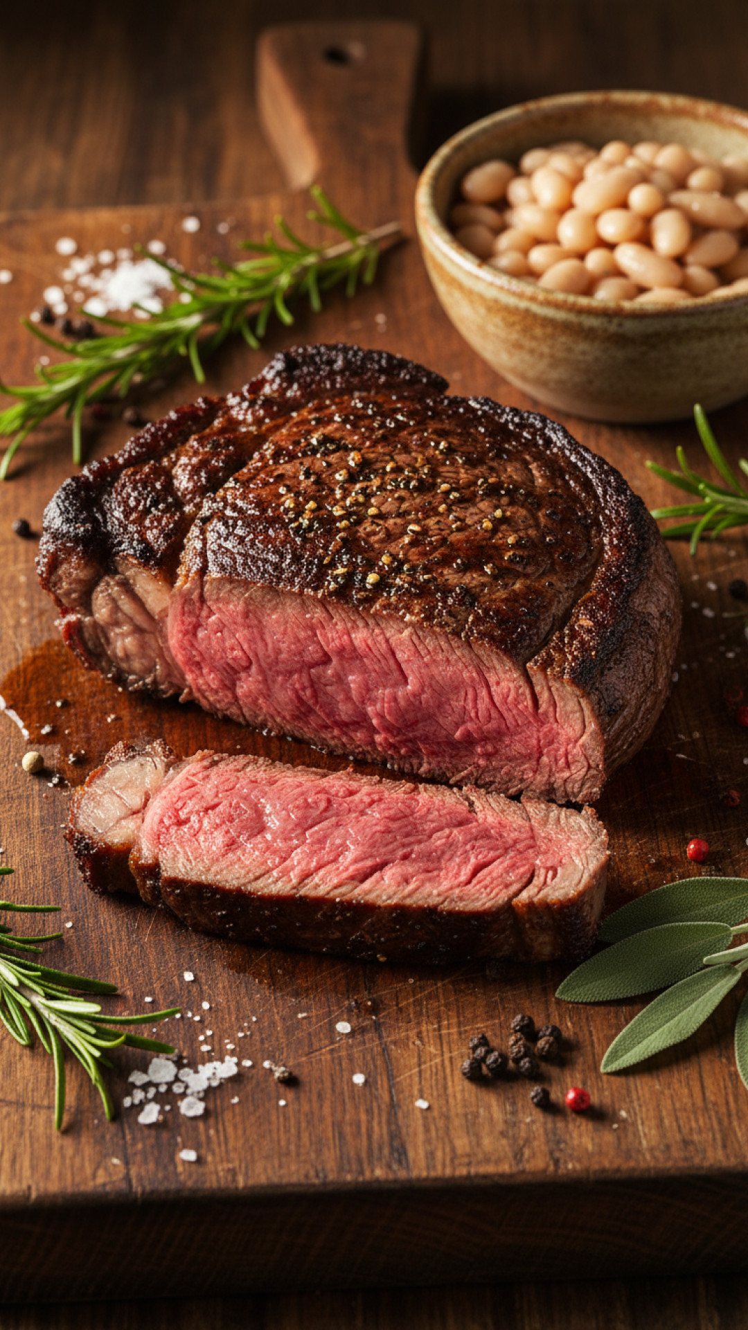 Bistecca alla Fiorentina vom Rind mit Cannellini Bohnen Preparation
