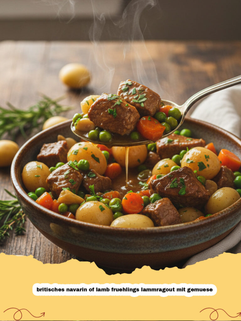 britisches navarin of lamb fruehlings lammragout mit gemuese - Britisches Navarin of Lamb mit frischem Frühlingsgemüse in einem Topf