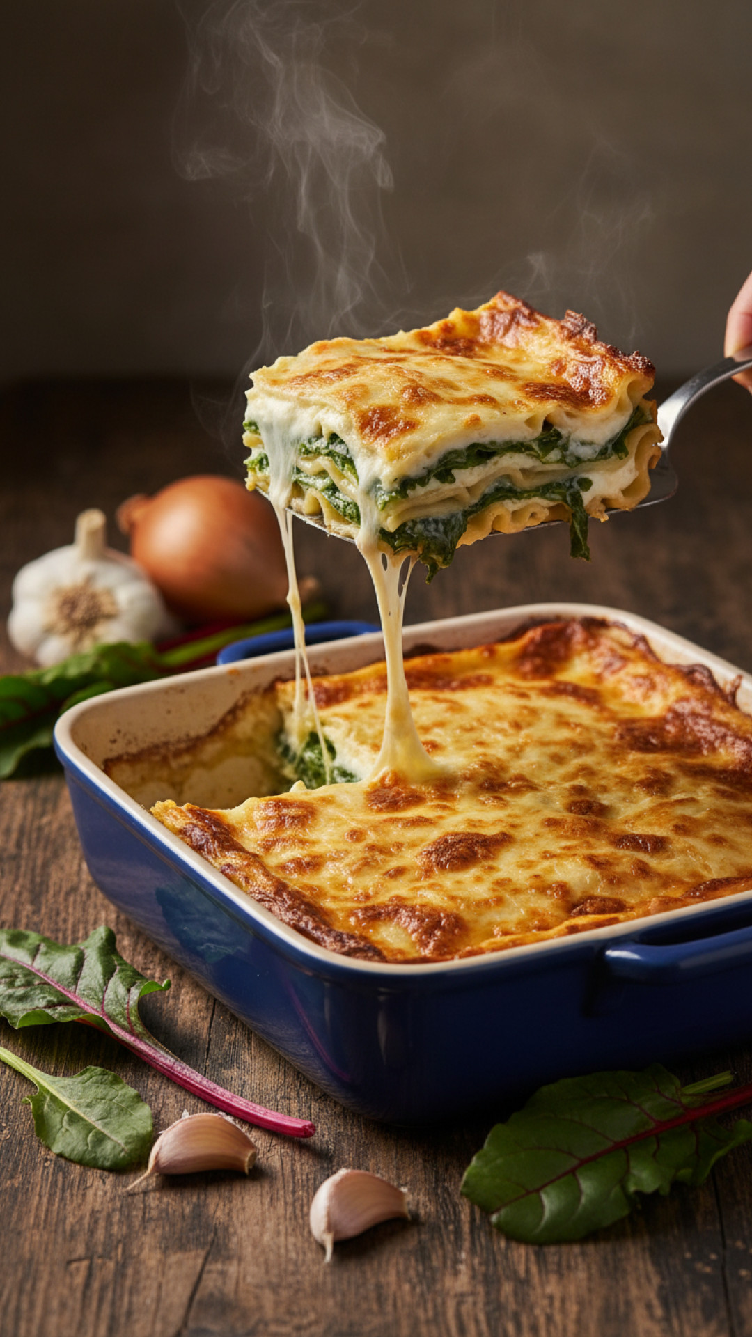Cremige Mangold-Pasta mit Feta und Pinienkernen Preparation