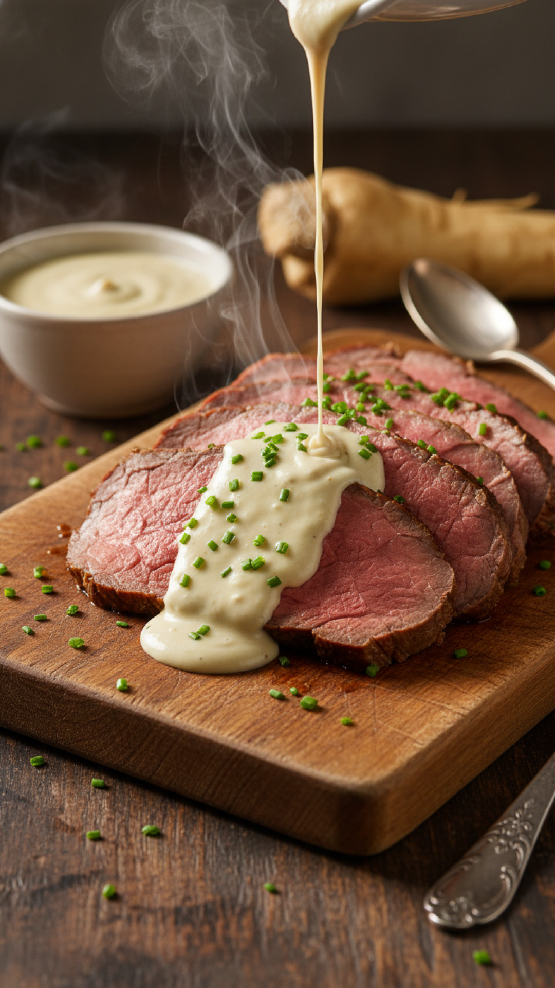 Deutscher Rinderbraten mit Meerrettich-Sahne-Soße Preparation