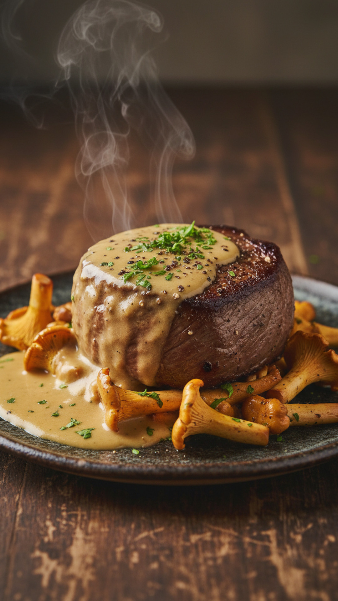 Deutsches Rinderfilet mit Pfifferlingen in Rahmsosse Preparation