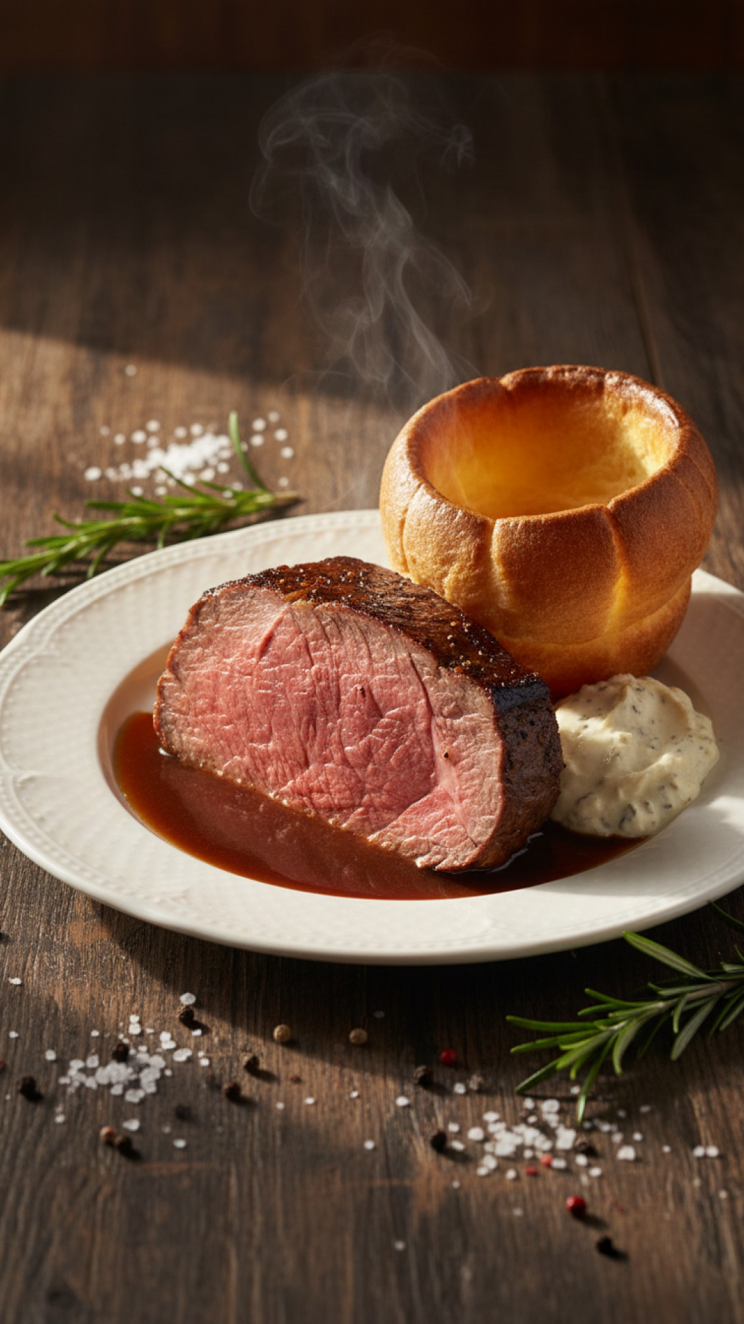 Englisches Roastbeef mit Yorkshire Pudding und Meerrettichsauce Preparation