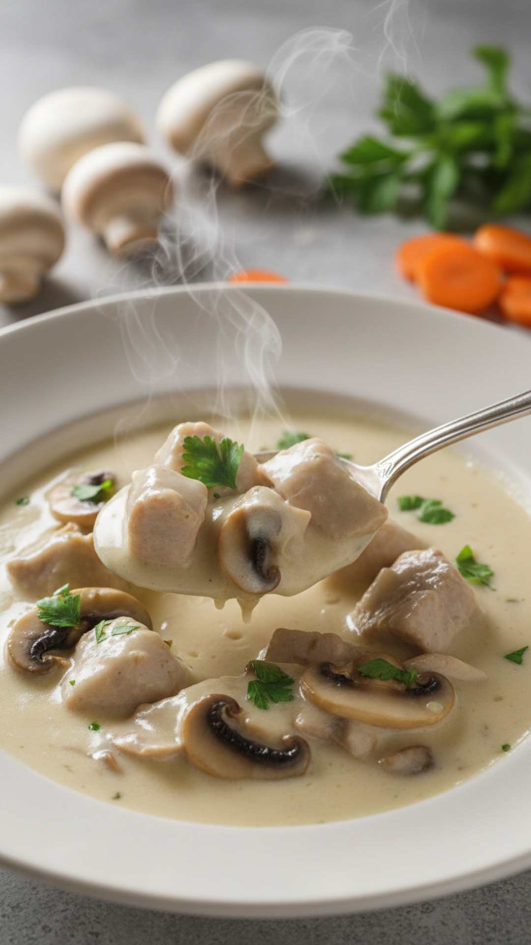 Franzoesisches Blanquette de Veau (Kalbfleisch in cremiger Sosse) Preparation