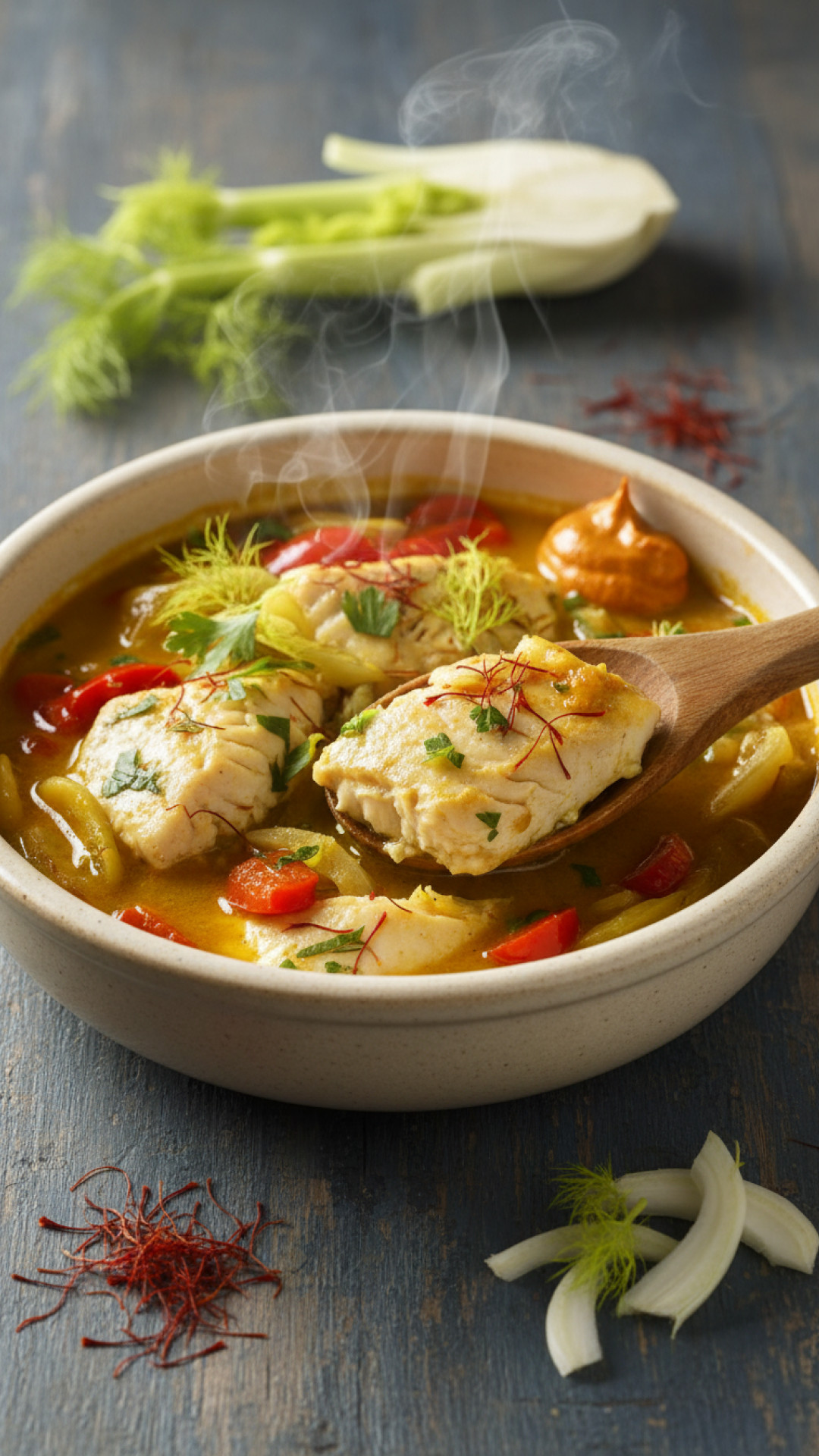 Franzoesisches Fischragout mit Safran und Fenchel Preparation