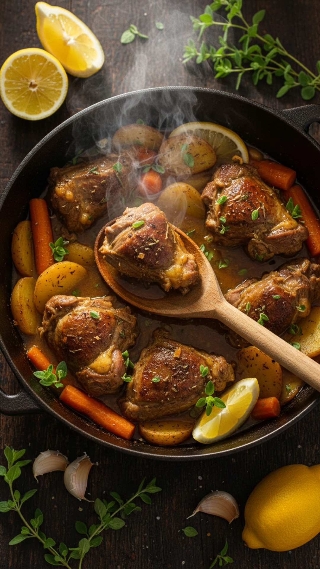 Griechischer Lamm Topf mit Zitrone und Oregano Preparation