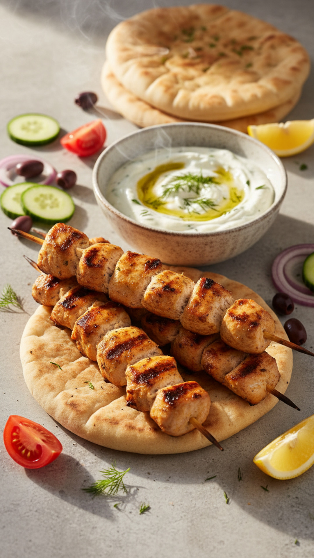 Griechisches Hähnchen Souvlaki mit Tzatziki Preparation