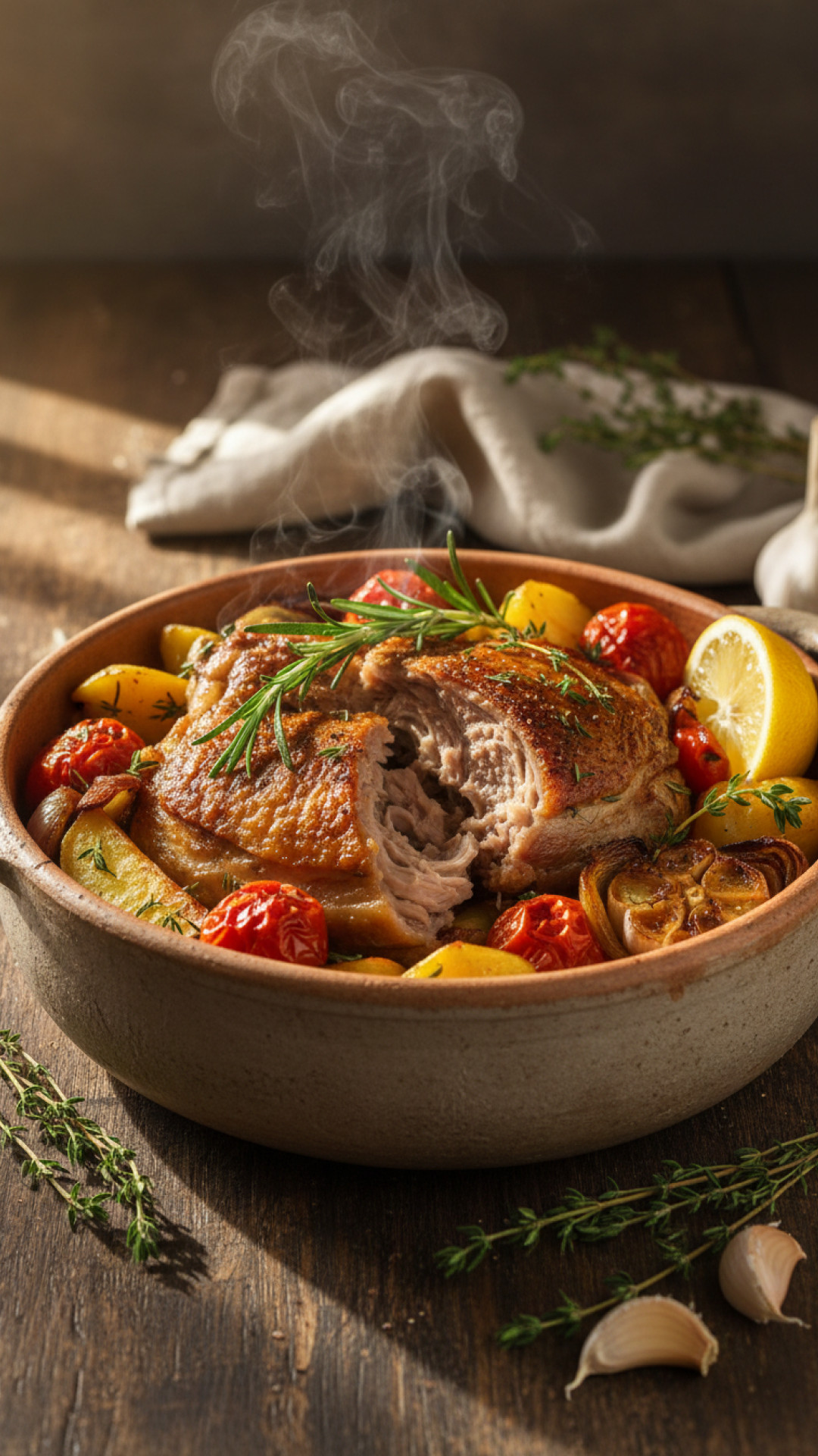 Griechisches Kleftiko Lamm aus dem Ofen mit Kartoffeln Preparation