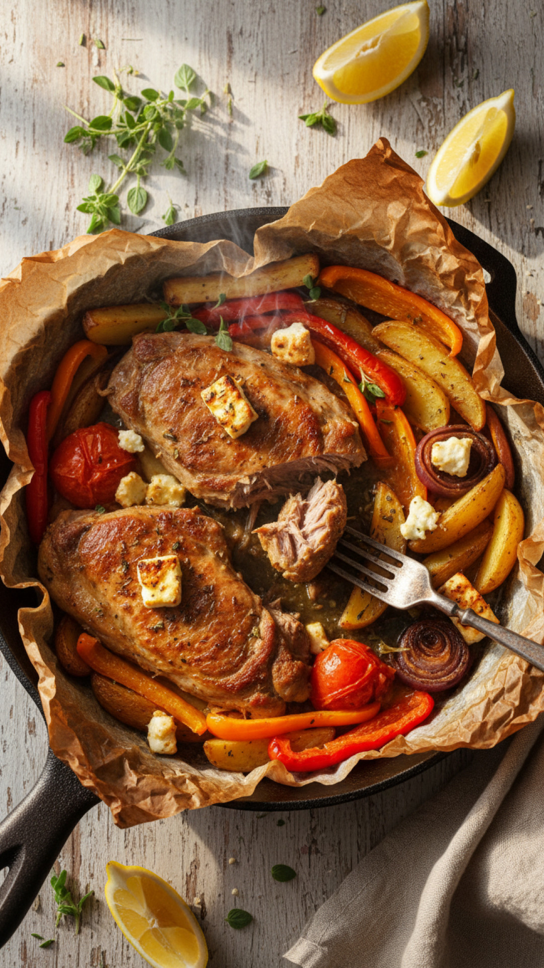 Griechisches Kleftiko mit Lammlachsen im Pergamentpapier Preparation