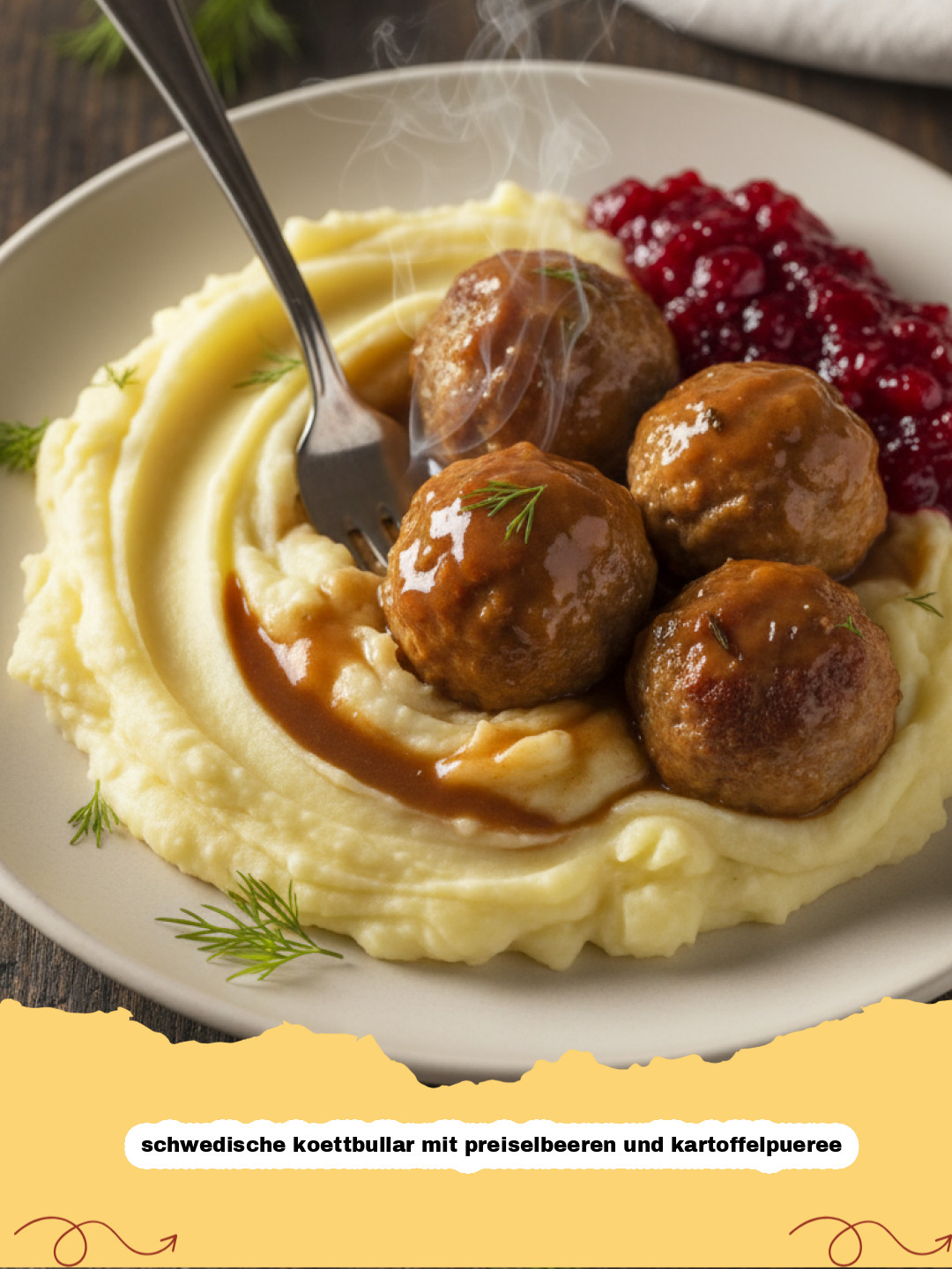 Original schwedische Köttbullar mit Preiselbeeren und Kartoffelpüree – Wie im Urlaub