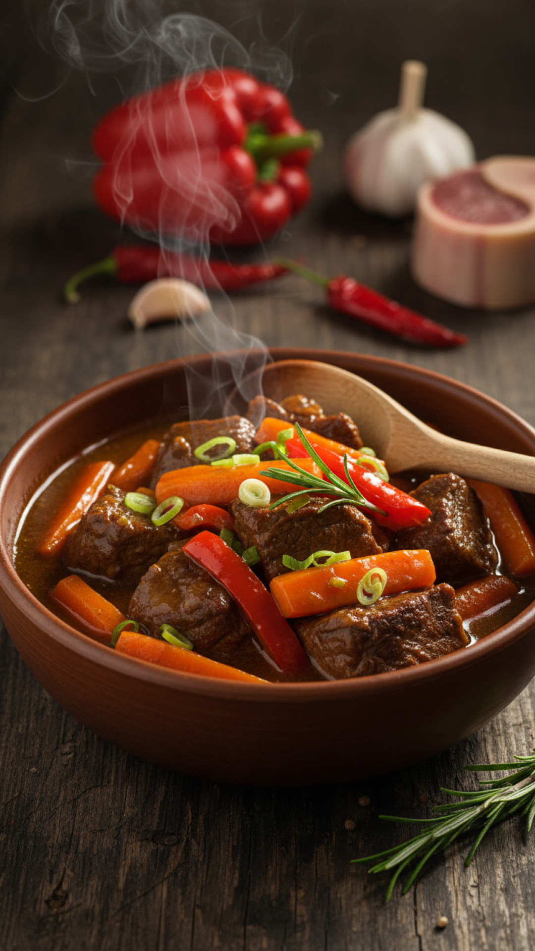 Herzhaftes Boeuf Bourguignon ohne Wein vom Rind Preparation