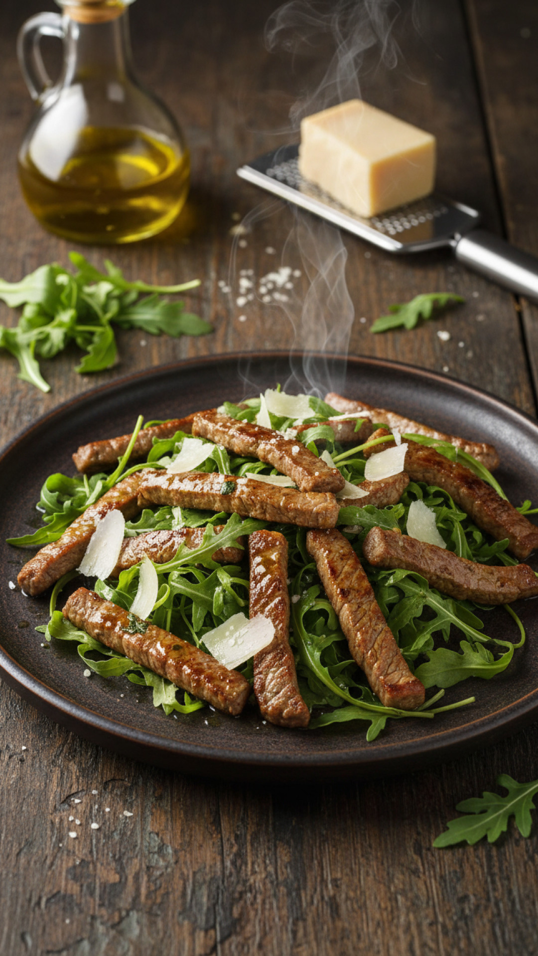 Italienische Straccetti di Manzo mit Rucola und Parmesan Preparation