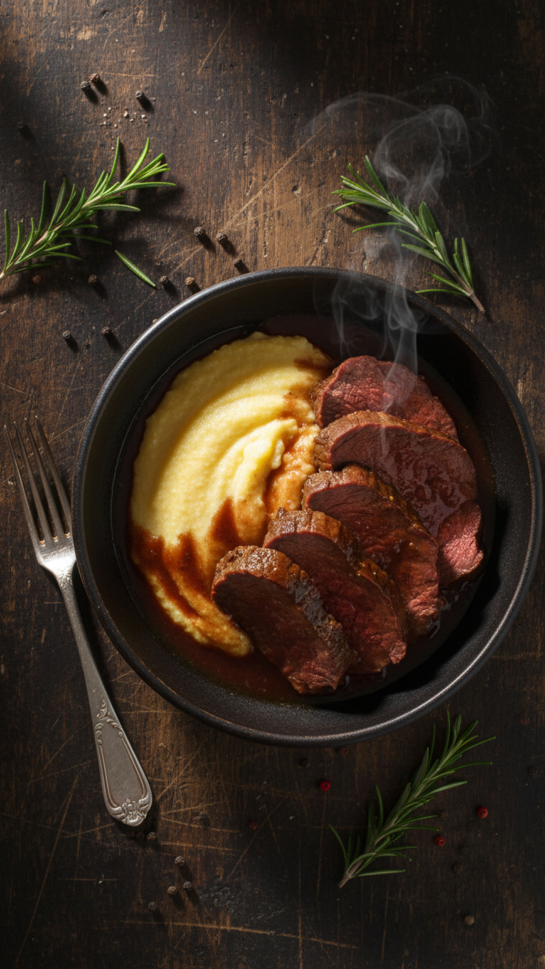 Italienischer Brasato al Barolo alkoholfrei mit Polenta Preparation