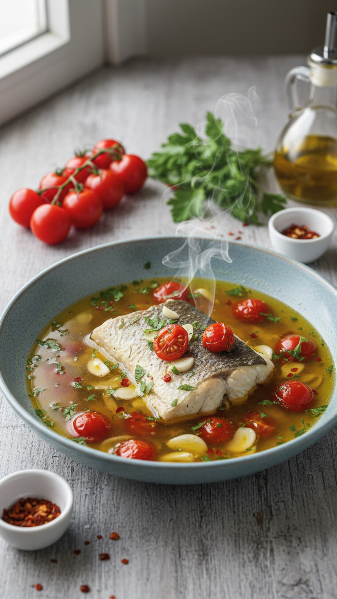 Italienisches Pesce all’Acqua Pazza Preparation