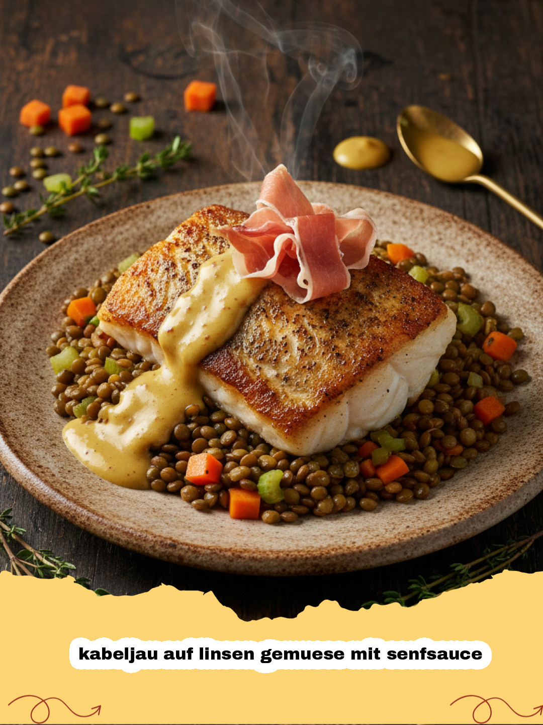 Kabeljau auf Linsengemüse mit Senfsauce – Ein leichtes Gourmet-Rezept für zuhause