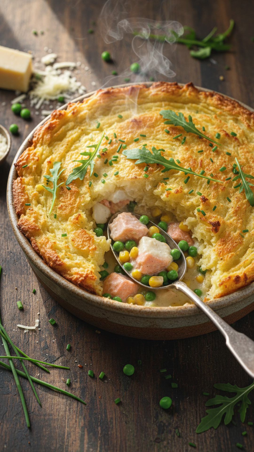 Klassische Englische Fischpastete mit Kartoffelkruste Preparation