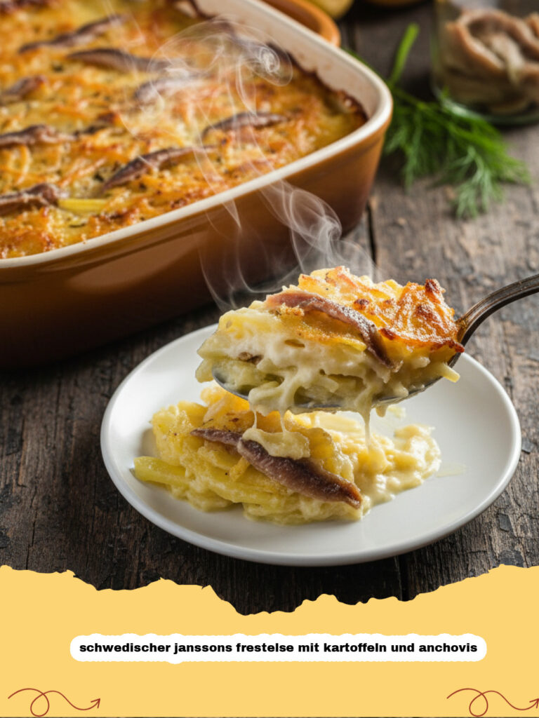 schwedischer janssons frestelse mit kartoffeln und anchovis - Schwedischer Janssons Frestelse mit Kartoffeln und Anchovis in einer Auflaufform