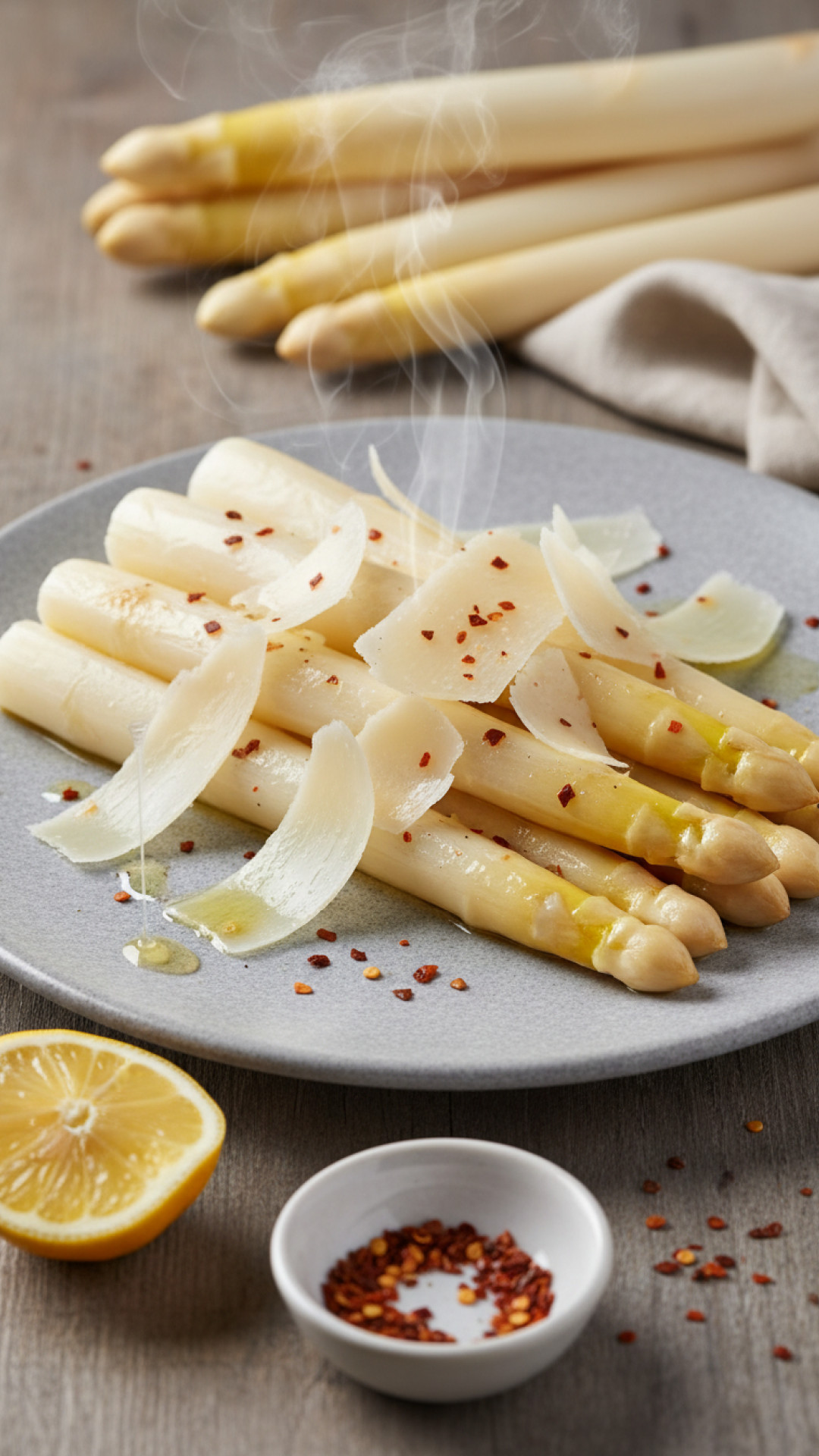 Klassischer weißer Spargel mit Butter Preparation
