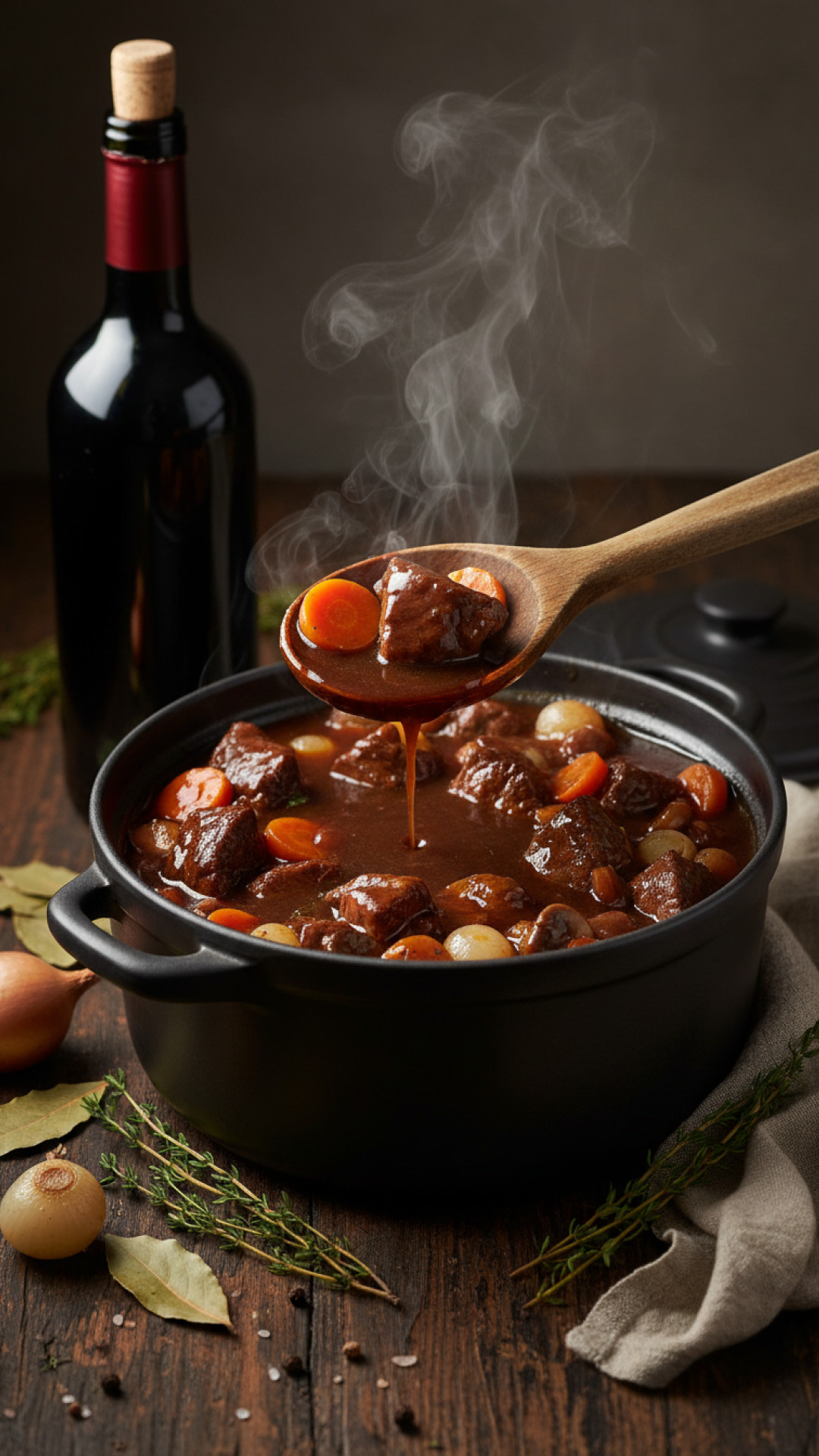 Klassisches Boeuf Bourguignon Preparation