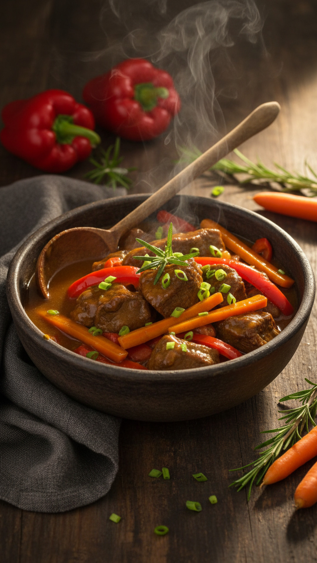 Klassisches Französisches Boeuf Bourguignon ohne Wein Preparation