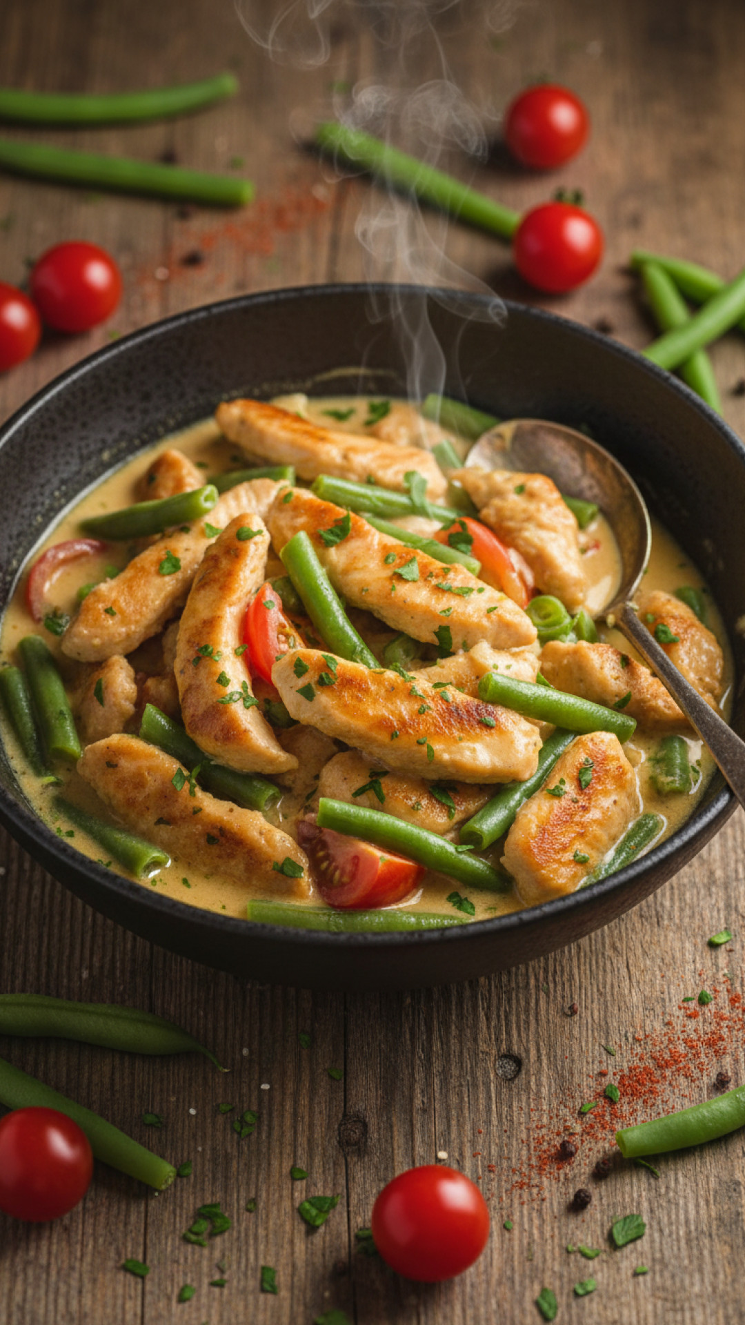 Klassisches Hähnchengeschnetzeltes in cremiger Rahmsauce Preparation