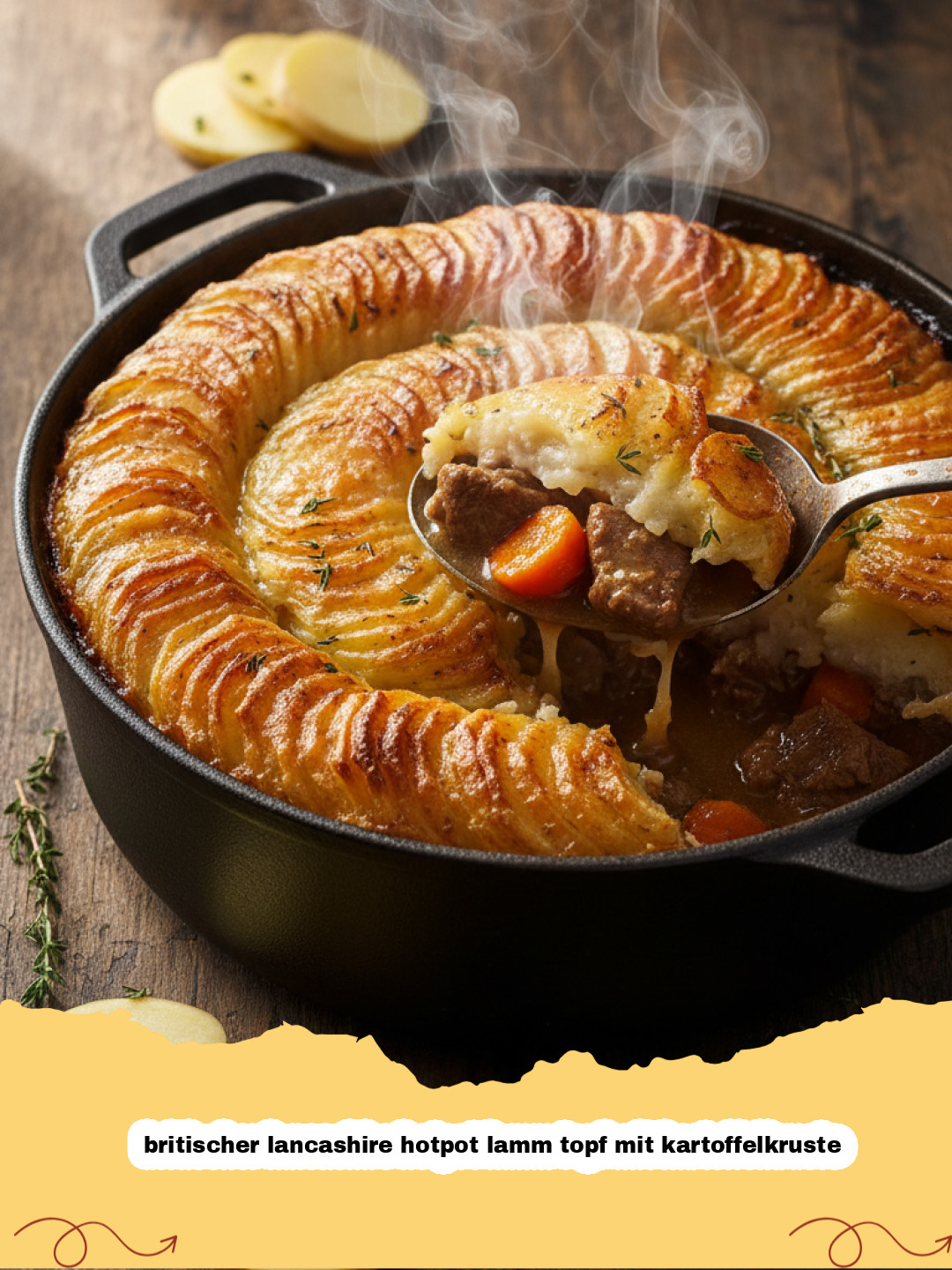 Britischer Lancashire Hotpot: Das ultimative Rezept für Lamm-Topf mit goldener Kartoffelkruste