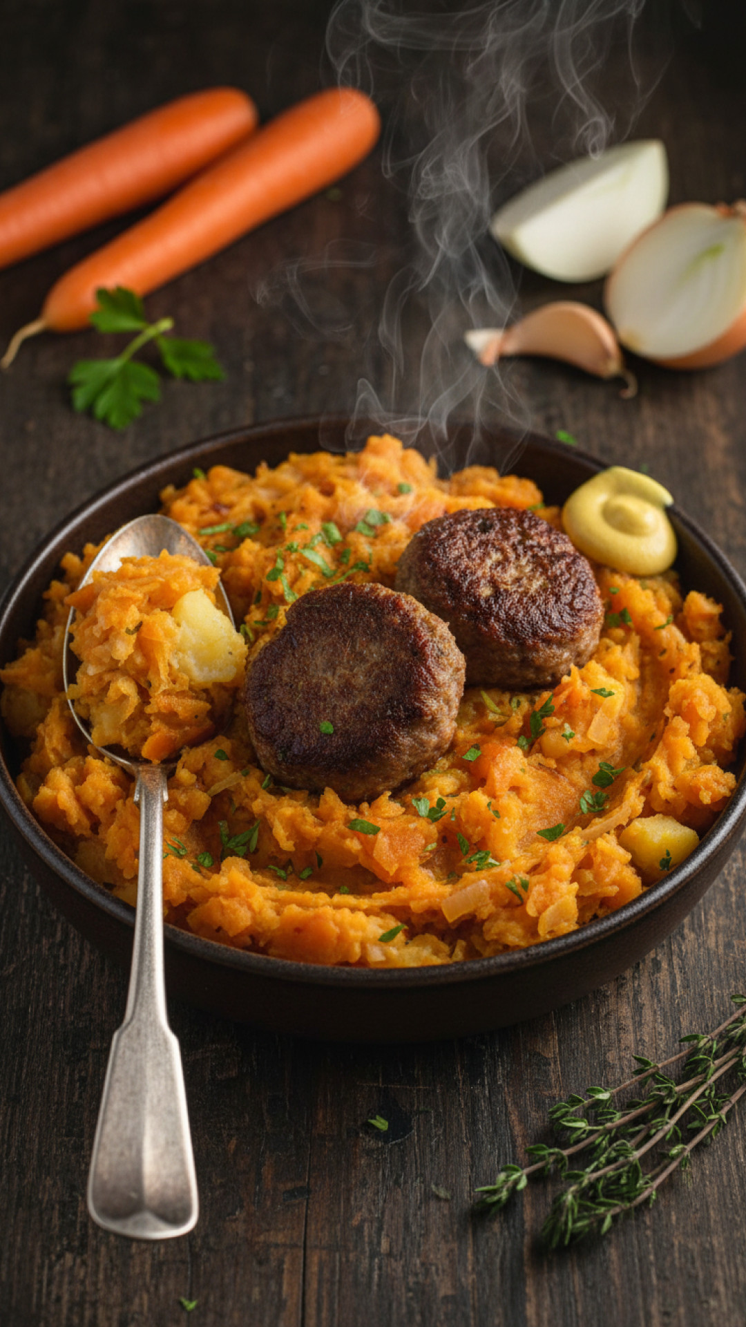 Niederländische Hutspot mit Rinderklößchen Preparation