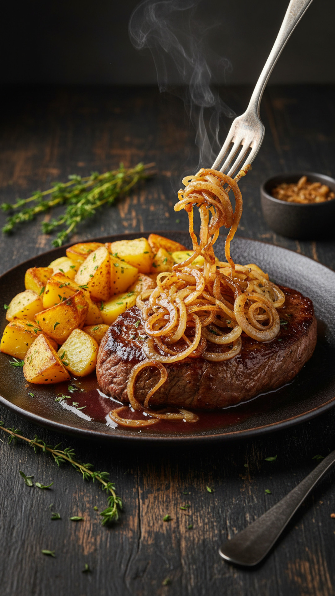 Österreichischer Zwiebelrostbraten mit Bratkartoffeln Preparation