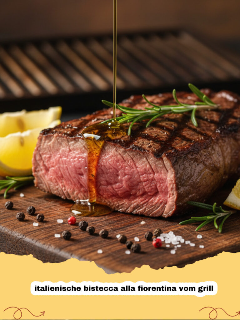 Saftige italienische bistecca alla fiorentina vom grill auf einem Holzbrett serviert