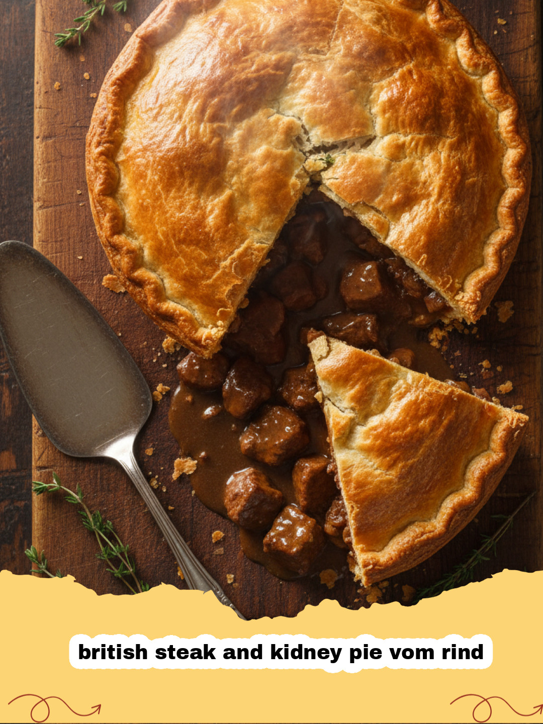 british steak and kidney pie vom rind - British Steak and Kidney Pie vom Rind in einer Auflaufform mit goldbraunem Teig