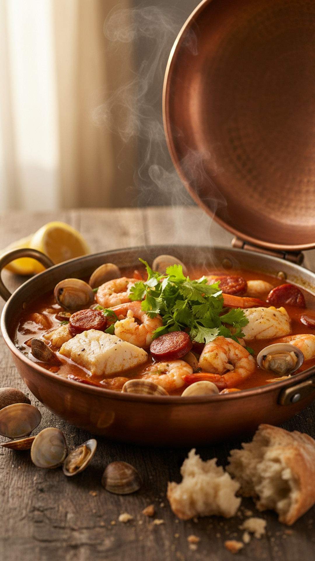 Portugiesische Cataplana de Peixe Preparation