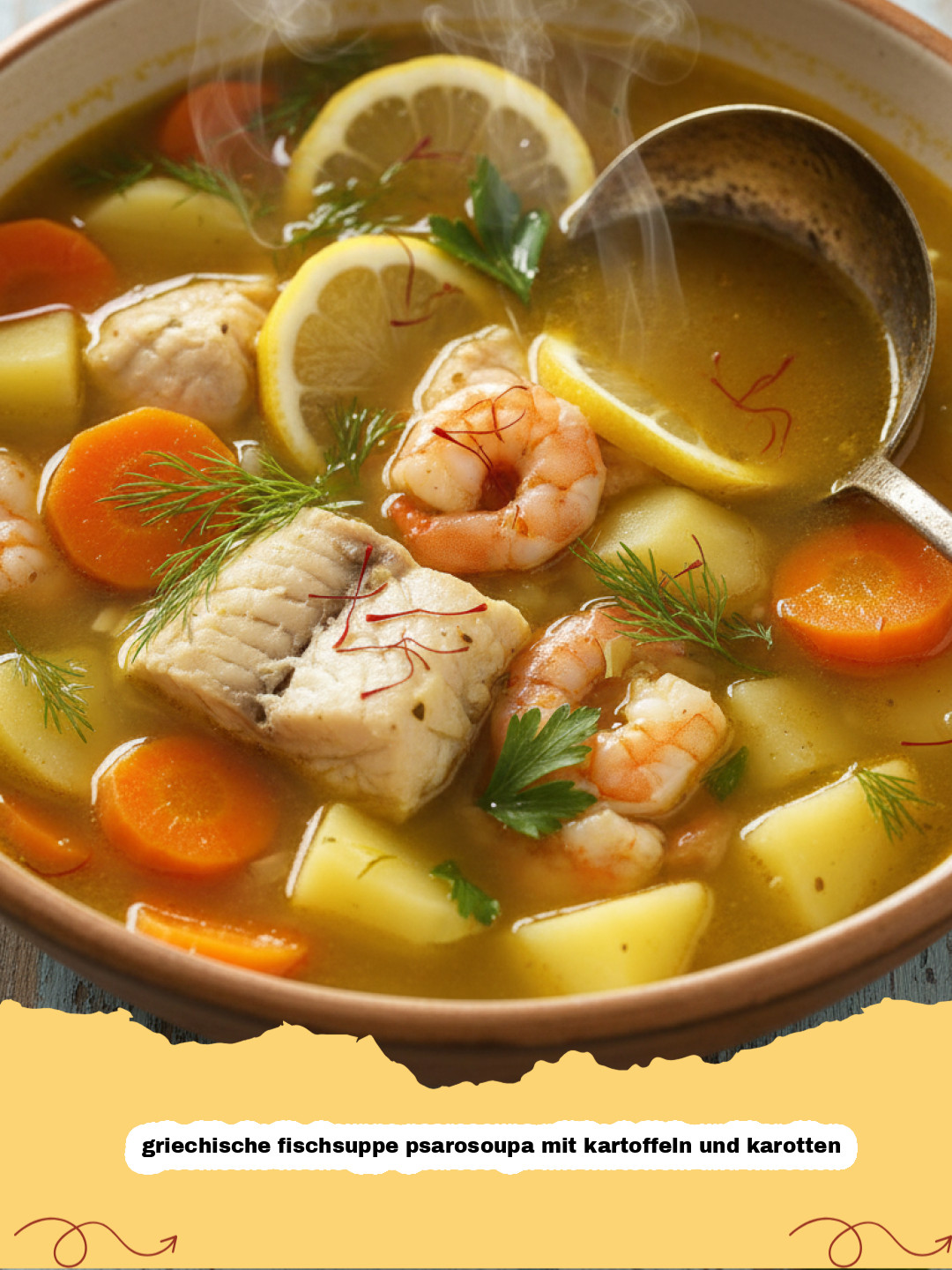 Griechische Fischsuppe Psarosoupa mit Kartoffeln und Karotten: Das authentische Rezept