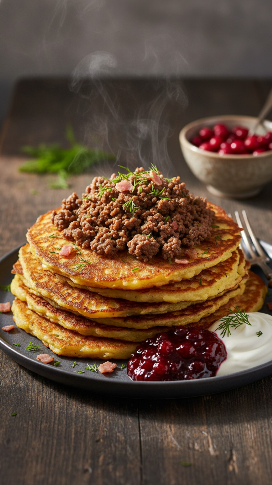 Raggmunk: Schwedische Kartoffelpuffer mit Rinderhack Preparation