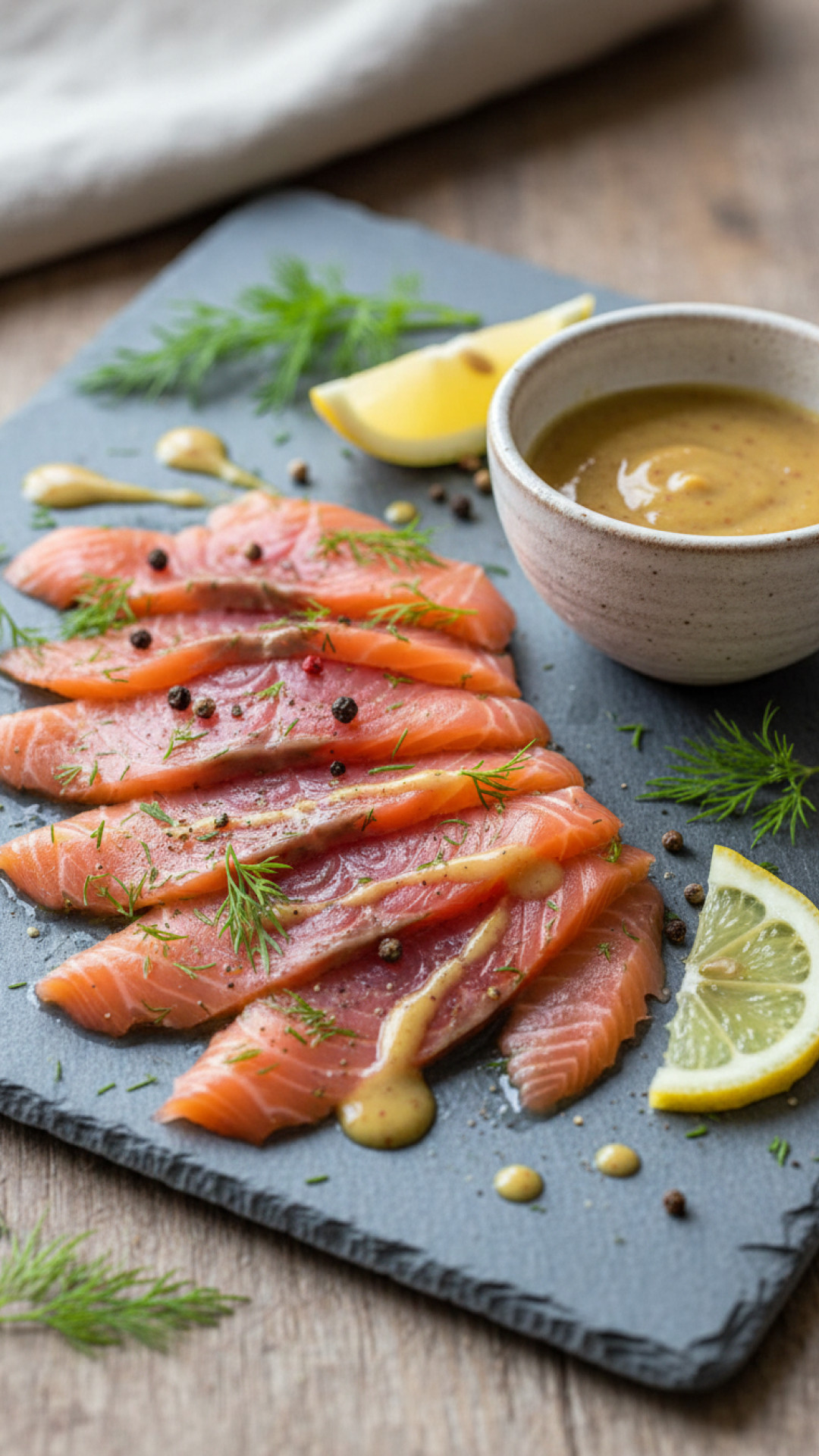 Schwedischer Gravlax mit Honig Senf Soße Preparation