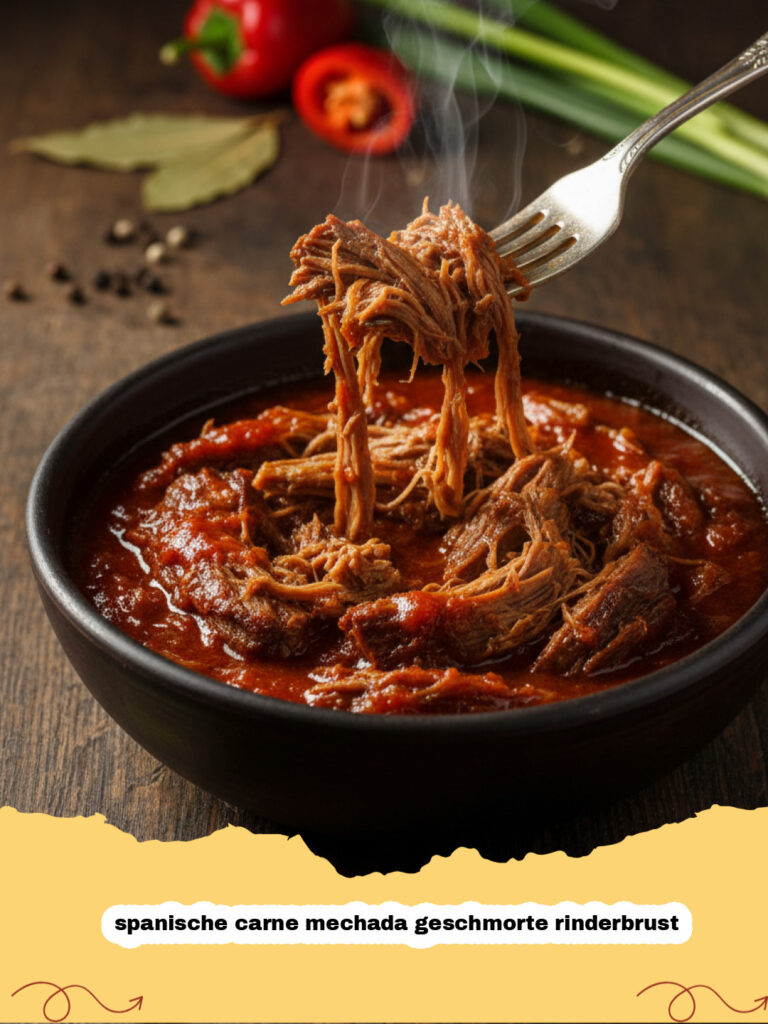spanische carne mechada geschmorte rinderbrust - Spanische Carne Mechada geschmorte Rinderbrust auf einem Teller